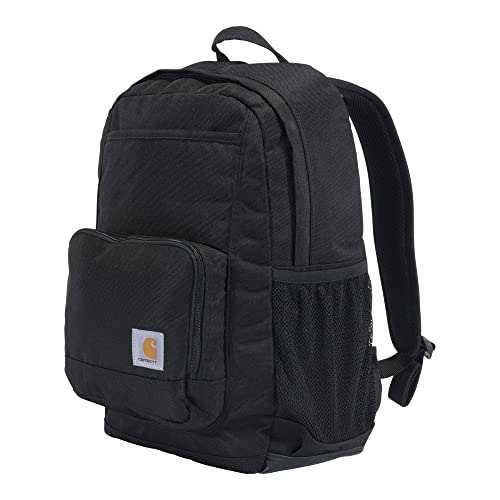 0819062010076 - CARHARTT 23L SINGLE-COMPARTMENT BACKPACK, DURABLE PACK WITH LAPTOP SLEEVE AND DURAVAX ABRASION RESISTANT BASE, BLACK, ONE SIZE