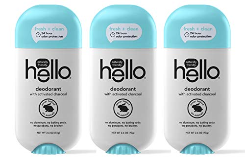 0819156022244 - HELLO ACTIVATED CHARCOAL CLEAN + FRESH DEODORANT FOR WOMEN + MEN - ALUMINUM FREE, NO BAKING SODA, PARABENS, OR SULFATES, 24 HOUR PROTECTION, 3 COUNT