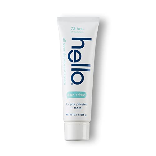 0819156023678 - HELLO ALL OVER CLEAN & FRESH DEODORANT CREAM, ALUMINUM FREE DEODORANT CREAM FOR PITS, PRIVATES + MORE, OFFERS 72 HOURS OF FRESHNESS, SAFE FOR SENSITIVE SKIN, VEGAN, 1 PACK, 3 OZ TUBE