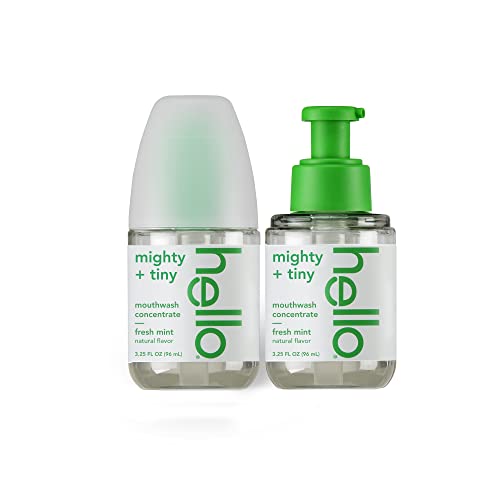 0819156024019 - HELLO FRESH MINT MOUTHWASH CONCENTRATE, ALCOHOL FREE MOUTHWASH FOR BAD BREATH, TRAVEL SIZE MOUTHWASH MADE WITH COCONUT OIL AND TEA TREE OIL, HELPS FRESHEN BREATH, 2 PACK, 3.25 OZ PUMP BOTTLES