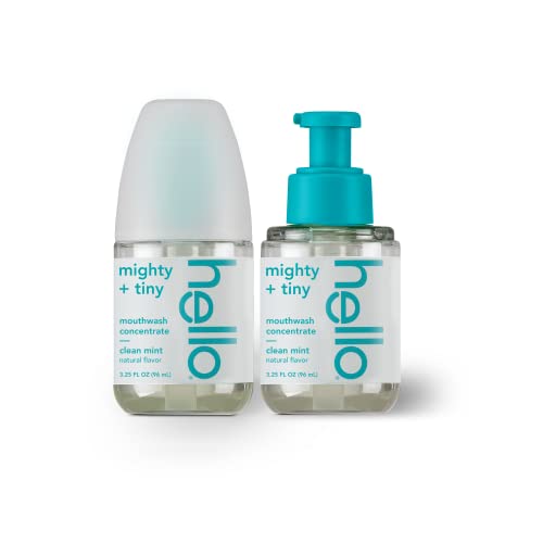 0819156024026 - HELLO CLEAN MINT MOUTHWASH CONCENTRATE, ALCOHOL FREE MOUTHWASH FOR BAD BREATH, TRAVEL SIZE MOUTHWASH MADE WITH COCONUT OIL AND TEA TREE OIL, HELPS FRESHEN BREATH, 2 PACK, 3.25 OZ PUMP BOTTLES