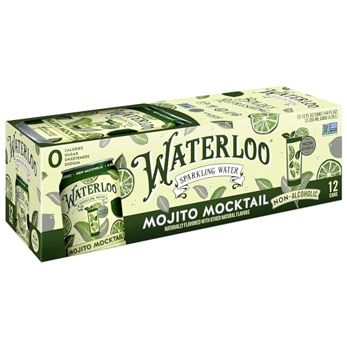 0819215022895 - WATERLOO SPARKLING WATER, MOJITO MOCKTAIL NATURALLY FLAVORED, 12 FL OZ CANS, PACK OF 12 | ZERO CALORIES | ZERO SUGAR OR ARTIFICIAL SWEETENERS | ZERO SODIUM