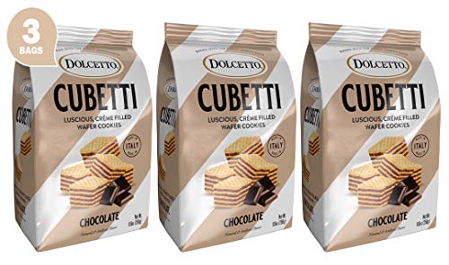 0819529008806 - DOLCETTO CHOCOLATE CUBETTI, LUSCIOUS CRÈME FILLED WAFER COOKIES, 8.8OZ BAGS, PACK OF 3, MADE IN ITALY