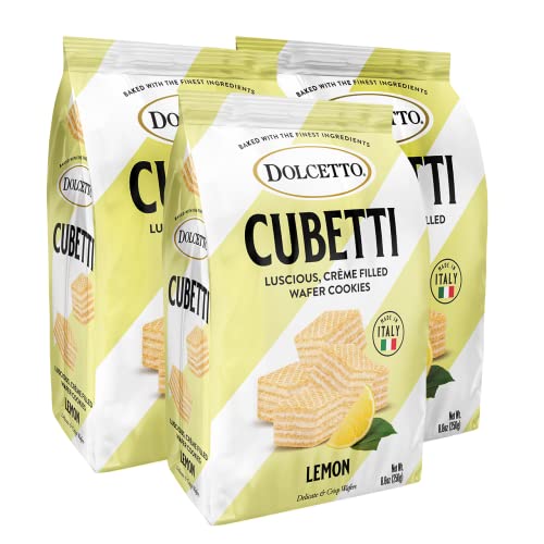 0081952908873 - DOLCETTO LEMON CUBETTI, LUSCIOUS CRÈME FILLED WAFER COOKIES, 8.8OZ BAGS, PACK OF 3, MADE IN ITALY
