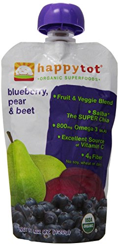 0819573011579 - HAPPY TOTS ORGANIC STAGE 4 BABY FOOD, BLUEBERRY, PEAR & BEET, 4 EA