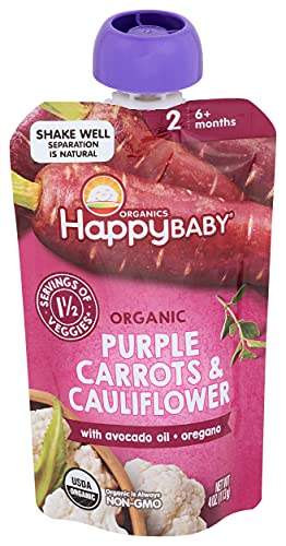 0819573016383 - HAPPY BABY ORGANIC PURPLE CARROTS & CAULIFLOWER BABY FOOD, 4 OZ