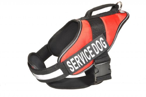 0819583018728 - DOGLINE ALPHA NYLON SERVICE DOG VEST HARNESS WITH REMOVABLE CHESTPLATE AND SERVICE DOG VELCRO PATCHES, MEDIUM, CHEST SIZE 22 TO 30-INCH, RED