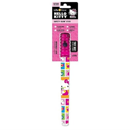0819671010405 - LIFE GEAR HELLO KITTY LED GLOW STICK AND FLASHLIGHT, PINK, BATTERIES, LANYARD & EMERGENCY WHISTLE INCLUDED