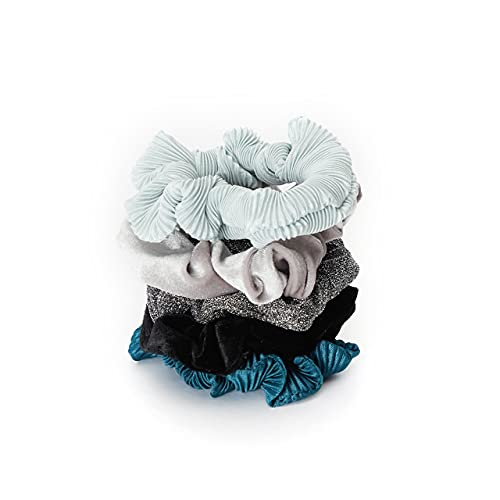 0819677026417 - KITSCH HOLIDAY SCRUNCHIES, HAIR TIES, PONYTAIL, ACCESSORIES, 5PC (SNOWY MINT)