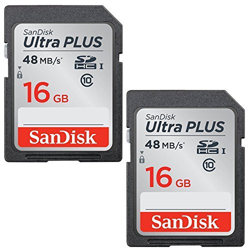 0819691014216 - 2 PACK 16GB SANDISK ULTRA PLUS CLASS 10 48MB/S SDHC SD MEMORY CARD SDSDUP-016G-A46 UHS-I FOR DIGITAL CAMERA NIKON CANON FUJIFILM KODAK