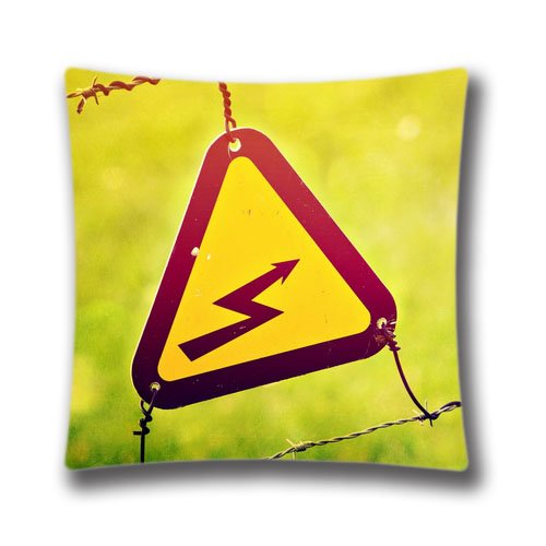 8197361983621 - GREAT DIY DESIGN HOME DECORATIVE CUSTOM ELECTRICITY WARNING SIGN PILLOW CASE 16X16 INCH(TWO SIDES),SDI449
