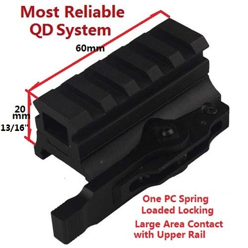 0819764010251 - GRG 13/16 INCH AR RISER MOUNT MID HEIGHT MEDIUM PROFILE WITH 5 SLOTS, QUICK RELEASE QUICK DETACH