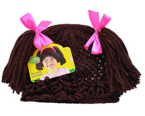 0819798019428 - CABBAGE PATCH KIDS KNIT BEANIE HAT WITH YARN HAIR - BROWN