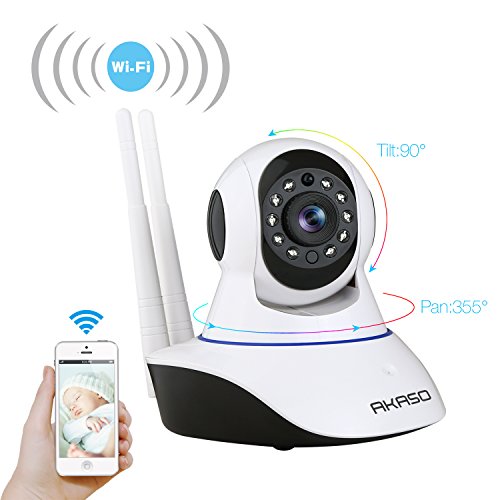 0819847017863 - AKASO IP1M-901 720P WIFI WIRELESS IP CAMERA HOME INDOOR SECURITY MONITORING REMOTE NETWORK SURVEILLANCE WEBCAM BABY MONITOR PAN/TILT TWO WAY AUDIO DOUBLE ANTENNA NIGHT VISION