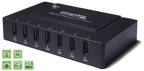 0819927010500 - PLUGABLE USB 2.0 7-PORT HIGH SPEED CHARGING HUB WITH 60W POWER ADAPTER AND BC 1.2 CHARGING SUPPORT FOR ANDROID, APPLE IOS, AND WINDOWS MOBILE DEVICES