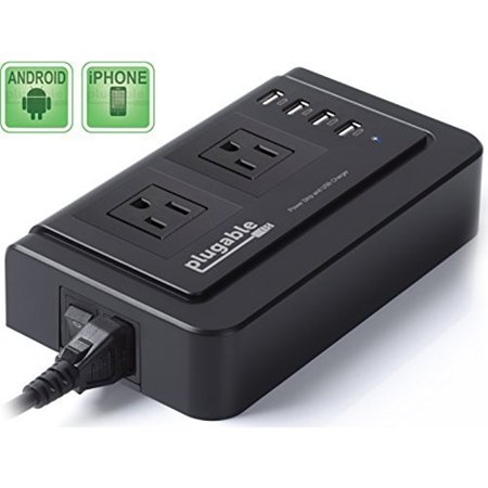 0819927010623 - PLUGABLE 2-OUTLET DESK POWER STRIP WITH BUILT-IN 4-PORT 34W USB UNIVERSAL SMART CHARGER (COMPATIBLE WITH ANDROID, APPLE IOS, AND WINDOWS MOBILE DEVICES)
