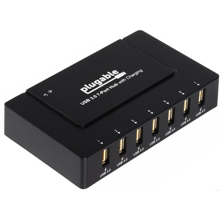 0819927010715 - PLUGABLE 7-PORT USB 3.0 SUPERSPEED CHARGING HUB WITH 60W POWER ADAPTER WITH BC 1.2 CHARGING SUPPORT FOR ANDROID, APPLE IOS, AND WINDOWS MOBILE DEVICES