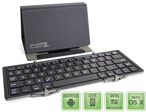 0819927010777 - PLUGABLE ULTRA-PORTABLE BLUETOOTH FOLDING KEYBOARD FOR ANDROID, IOS, WINDOWS WITH INCLUDED $12 PROTECTIVE CASE / TABLET STAND