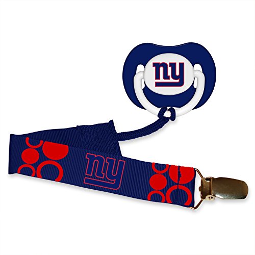 0819951011825 - BABY FANATIC PACIFIER WITH CLIP, NEW YORK GIANTS
