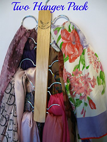 0820103216616 - SCARF HANGER OR CLOSET ORGANIZER (2 PACK) - HOLDER FOR LADIES SCARFS - DISPLAY SCARVES TIES BELTS IN OVER THE DOOR DISPLAY - NON SNAG RINGS