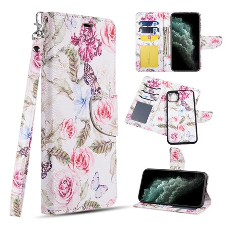 0820257375375 - TRENDY SERIES LEATHER WALLET WITH DETACHABLE MAGNETIC CASE FOR IPHONE 11 - ROSY AROMA