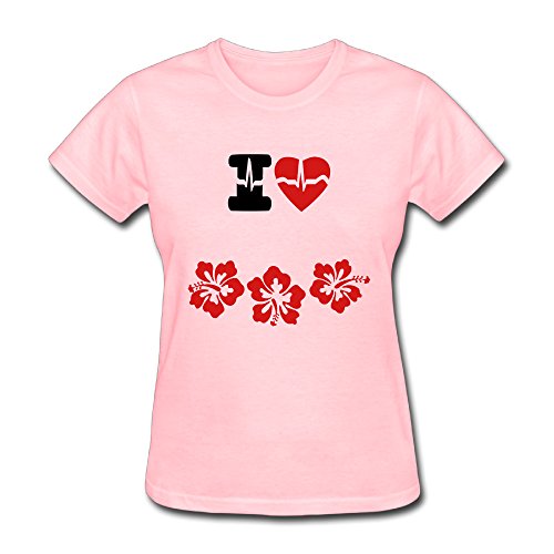 0820322233821 - CUSTOM I LOVE... SAY IT WITH HIBISCUS FLOWERS T-SHIRT FOR WOMENS 100% COTTON SHORT SLEEVE RUILI