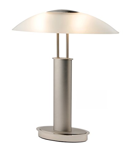 0820399006557 - ARTIVA USA AVALON 9476TCM TOUCH-SWITCH TABLE LAMP, FROSTED SATIN NICKEL + CLEAR CHROME FINISH