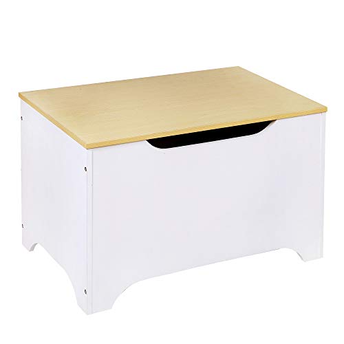 0820404900047 - WILDKIN KIDS TOY BOX FOR BOYS AND GIRLS, FEATURES SAFETY HINGE AND CARRYING HANDLES, HELPS KEEP TOYS, GAMES, BOOKS, AND ART SUPPLIES ORGANIZED IN YOUR CHILDS BEDROOM OR PLAYROOM (WHITE WITH NATURAL)