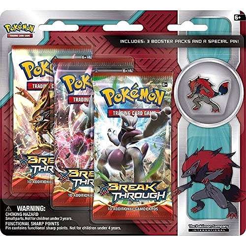 0820650801037 - POKEMON TRADING CARD GAME XY BREAKTHROUGH ZOROARK 3 BOOSTER PACK WITH PIN