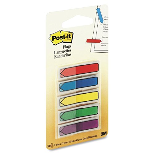 0821079046801 - POST-IT ARROW FLAGS WITH ON-THE-GO DISPENSER, ASSORTED PRIMARY COLORS, 1/2-INCH WIDE, 100/DISPENSER, 1-DISPENSER/PACK, 4-PACK