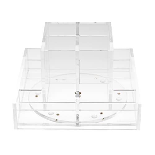 0821276939197 - RUSSELL+HAZEL ACRYLIC CAROUSEL AND PENCIL BLOC FOUR COMPARTMENT PEN CUP, OFFICE SUPPLIES, CLEAR, 7” X 7” X 4.25