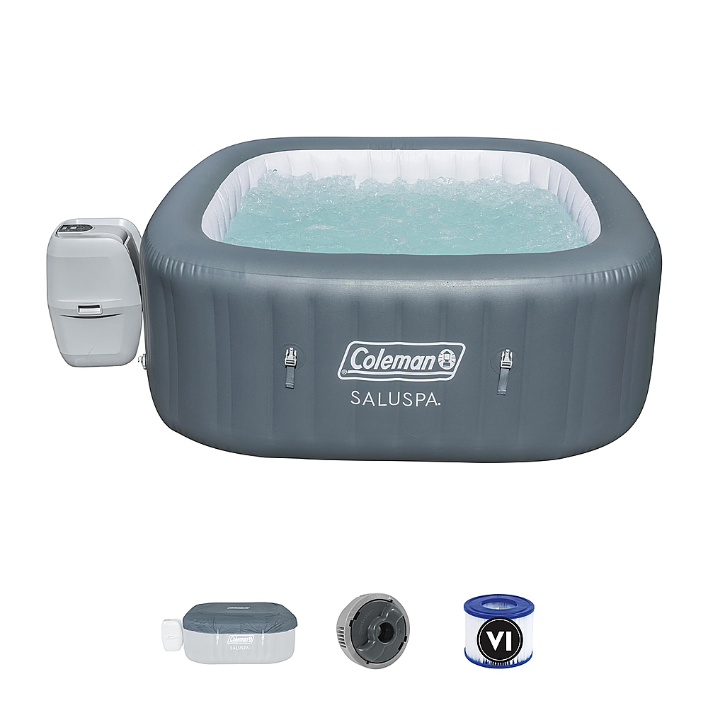 0821808154425 - COLEMAN - SALUSPA PORTABLE INFLATABLE OUTDOOR AIRJET SQUARE HOT TUB
