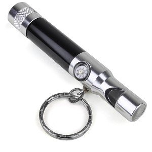 0822248833994 - VIBE E-SSENTIAL LED COMPASS KEYCHAIN W/EMERGENCY WHISTLE (BLACK)