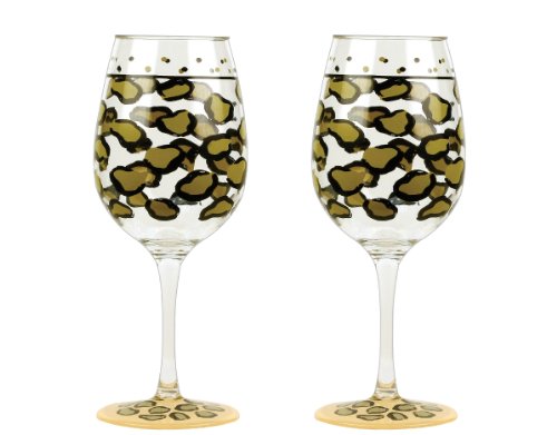 0082272695832 - C.R. GIBSON LOLITA LOVE MY PARTY LEOPARD 10-OUNCE ACRYLIC WINE GLASSES, SET OF 2