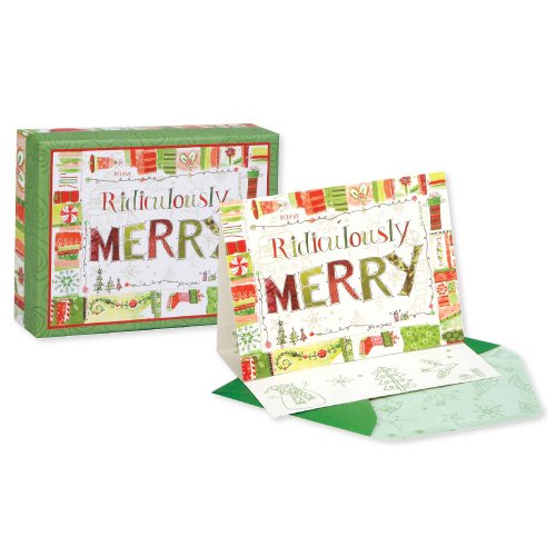 0082272826472 - C.R. GIBSON 16 COUNT BOXED TRIFOLD CHRISTMAS NOTES, RIDICULOUSLY MERRY