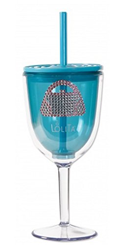 0082272896512 - C.R. GIBSON LOLITA ACRYLIC GOBLET WITH STRAW AND LID, PURSE ENVY