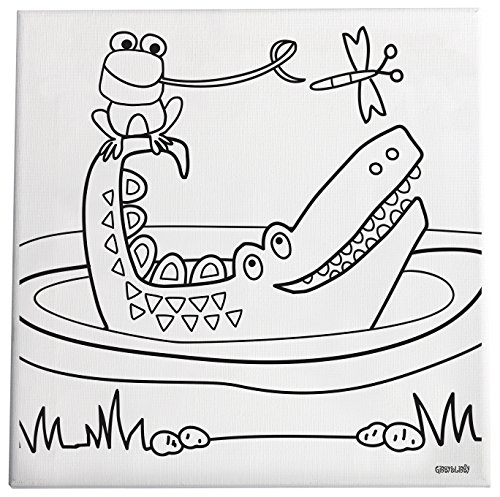 0082272976115 - C.R. GIBSON PAINT & CREATE CANVAS KIT, BY GIBBY & LIBBY, MEAUSRES 10 X 10 - CROCODILE FUN-DEE
