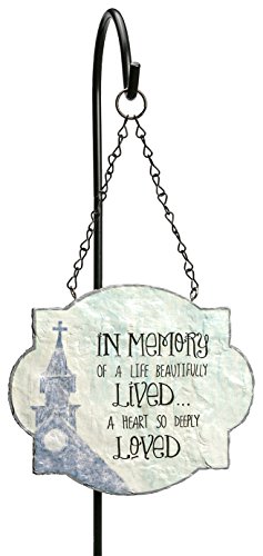 0082272980808 - C.R. GIBSON CHERISHED HAVEN METAL HANGING GARDEN REMEMBRANCE PLAQUE AND STAKE SET, MULTICOLOR