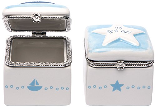 0082272982635 - C.R. GIBSON CERAMIC FIRST TOOTH AND CURL KEEPSAKE BOX, SAILBOAT AND STAR
