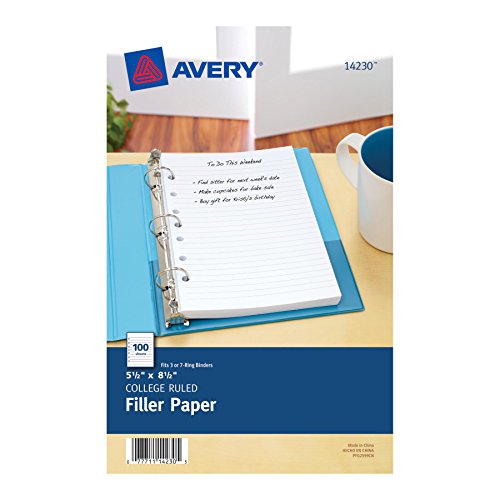 0823019491993 - AVERY MINI FILLER PAPER, 5.5 X 8.5 INCHES, 100 SHEETS