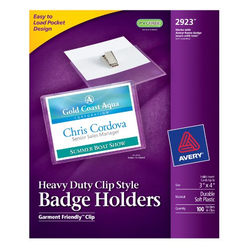 0823019494765 - AVERY PHOTO ID BADGE HOLDERS, 3 X 4 INCHES, BOX OF 100