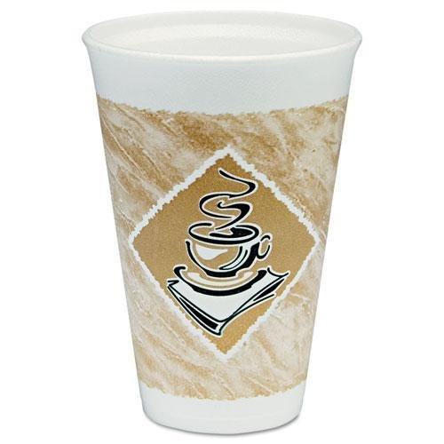 0823019553639 - SOLO 16X16GPK CAFI G HOT/COLD CUPS, FOAM, 16 OZ, WHITE/BROWN WITH GREEN ACCENTS, 25/PACK