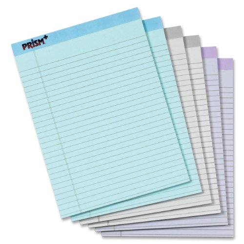 0823019820038 - TOPS PRISM PLUS 100% RECYCLED LEGAL PAD, 8-1/2 X 11-3/4 INCHES, PERFORATED, ASSORTED COLORS: GRAY, ORCHID, BLUE, LEGAL/WIDE RULE, 50 SHEETS PER PAD, 6 PADS PER PACK