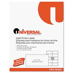 0823019839597 - UNIVERSAL PRODUCTS - UNIVERSAL - INKJET PRINTER LABELS, 2 X 4, WHITE, 250/PACK - SOLD AS 1 PACK - SELF-ADHESIVE LABELS GO ON, STAY ON AND APPLY QUICKLY AND EASILY. - ADDRESS A LETTER OR PACKAGE IN YOUR OWN UNIQUE STYLE. - BLANK LABELS ALLOW YOU TO CUSTOMI