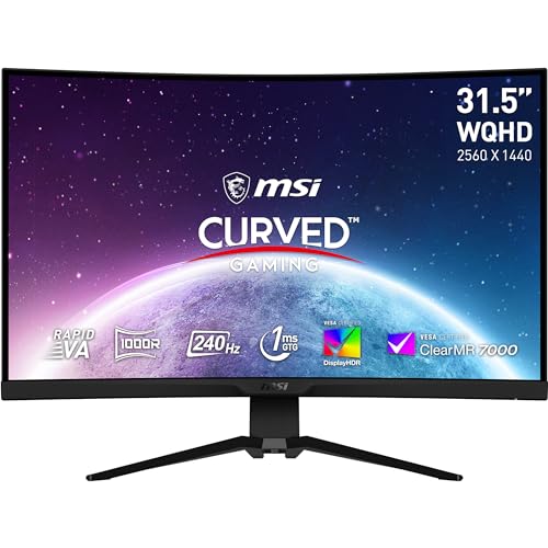 0824142318348 - MSI MAG325CQRXF, 32 RAPID VA GAMING MONITOR, 2560 X 1440 (QHD) CURVED GAMING MONITOR, 1 MS, 240HZ, FREESYNC, HDR400, 1000R, HDMI, DISPLAYPORT, TILT AND HEIGHT ADJUSTABLE.