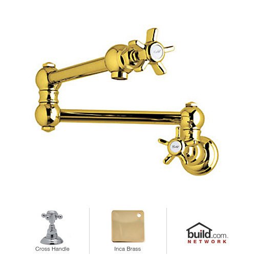 0824438134447 - ROHL A1452XM COUNTRY KITCHEN DECK MOUNTED POT FILLER FAUCET WITH FOUR BALL METAL CROSS HANDLE, INCA BRASS