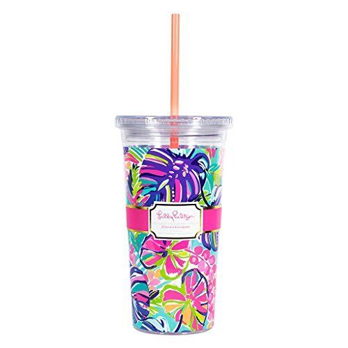 0825466940215 - LILLY PULITZER TUMBLER WITH STRAW - EXOTIC GARDEN