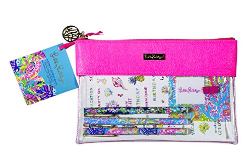 0825466940987 - LILLY PULITZER EXOTIC GARDEN NEON PINK WRITING PEN AND PENCIL KIT