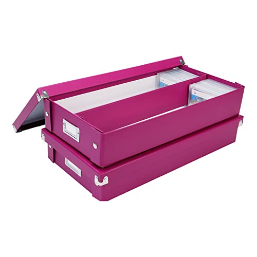 0826030024522 - SNAP-N-STORE CASSETTE STORAGE BOX, FITS 50 CASSETTES, BERRY, 2 PACK (SNS02452)