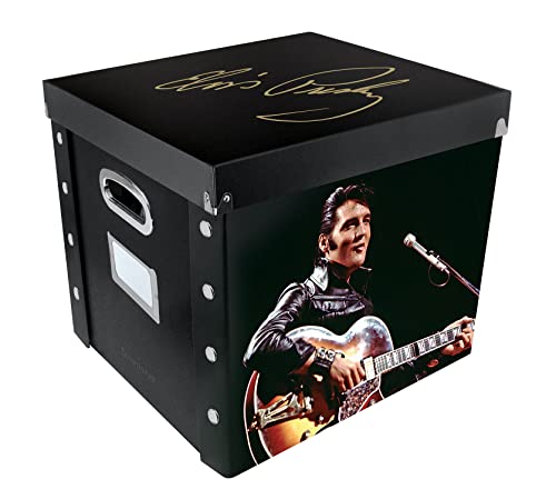 0826030024652 - SNAP-N-STORE VINYL RECORD STORAGE BOX - 1-PACK, 13.375 X 12.625 X 12.5 INCHES LP HOLDER WITH LID FOR 12-INCH VINYL RECORDS - HOLDS UP TO 75 ALBUMS - ELVIS (SNS02465)